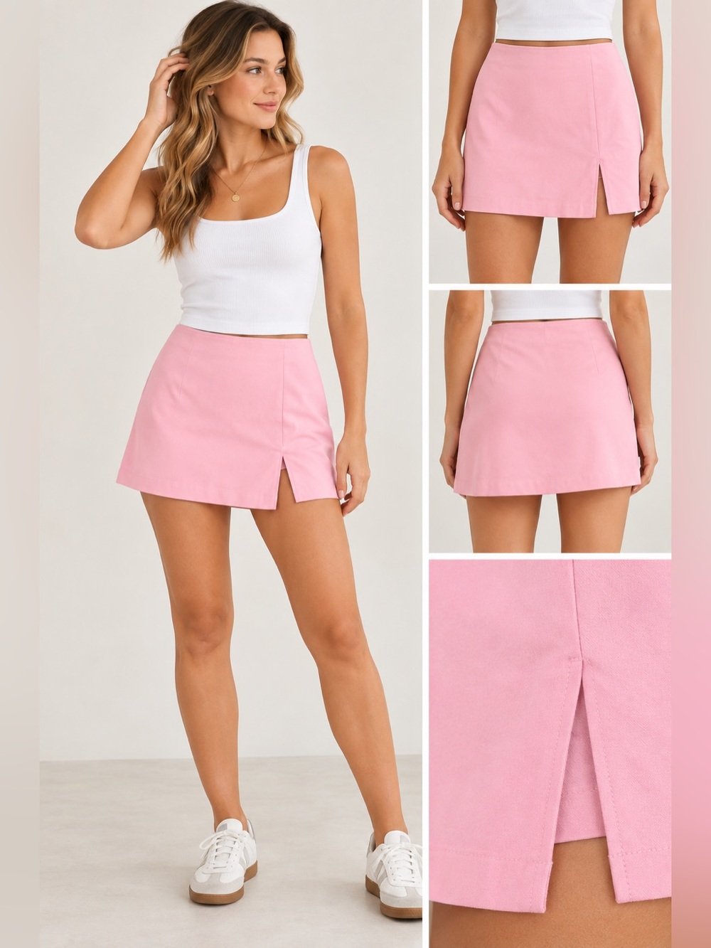 Endless Rose Pink Mini Skort with Front Slit